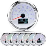85 mm GPS Speedometer Odometer Waterproof for Car Boat Truck Black Double Dial 80 MPH 7 Color LED Included GPS Sensor
