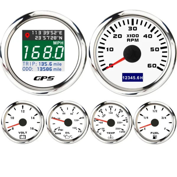 252MM Car GPS Speedometer/Tacho/Fuel Level/Oil Pressure/Water Temp/Volt Gauge