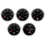 5 Gauge Set 52mm Water Temp Fuel Level 240-33ohm Oil Pressure Volt Trim Gauge