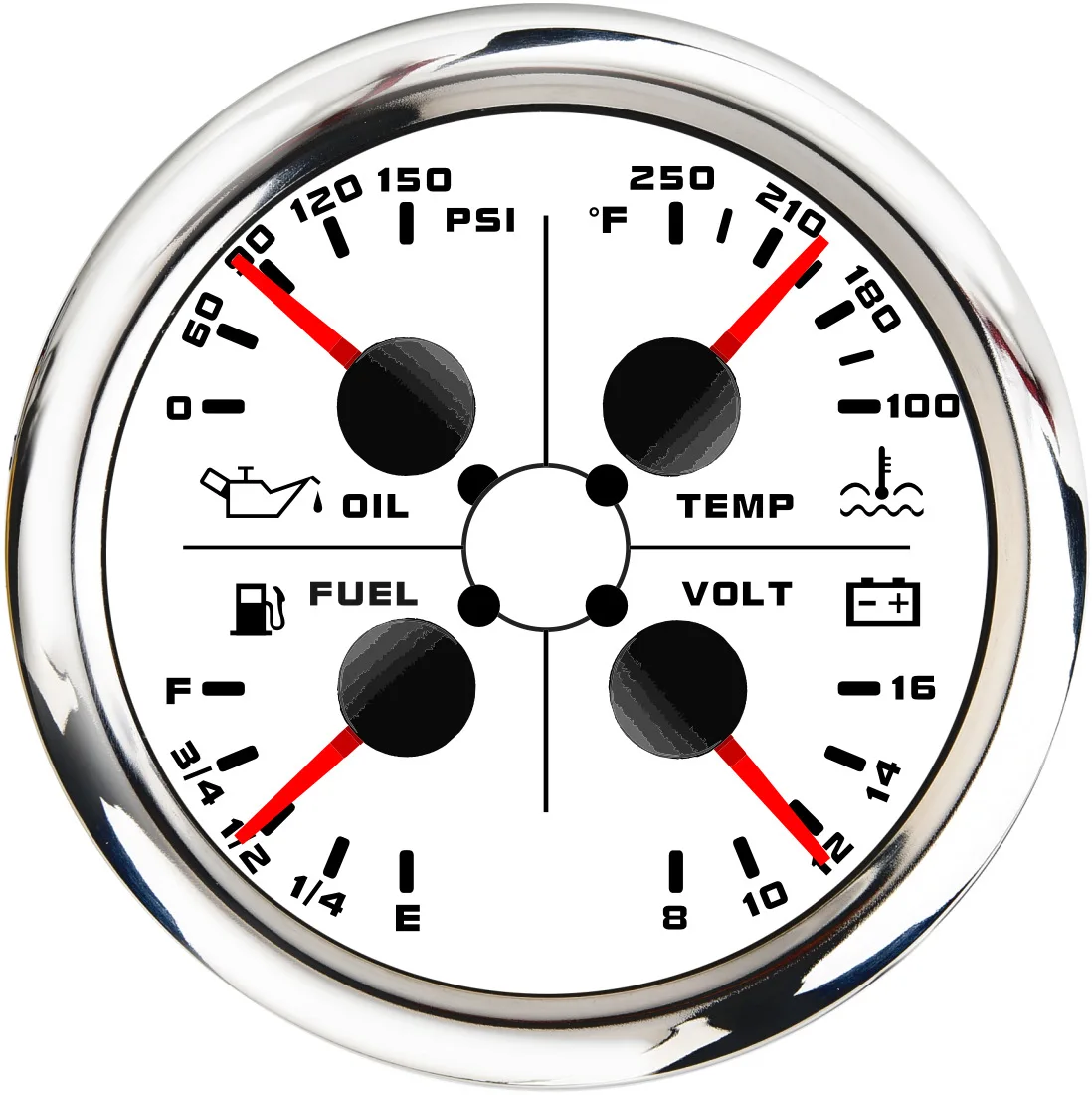 H74e4e8fa656f4966a02ab0eb0cd44ab9W.webp New Design 85mm Multifunction Gauge 4in1 Fuel Level Meter Voltmeter Oil Pressure and Water Temp for Car Boat Motorcycle Auto - Image 1