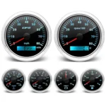 6 Gauge Set GPS Speedometer Tachometer Fuel Level Water Temperature Oil Pressure Voltage Boat Gauges Set Marine Car