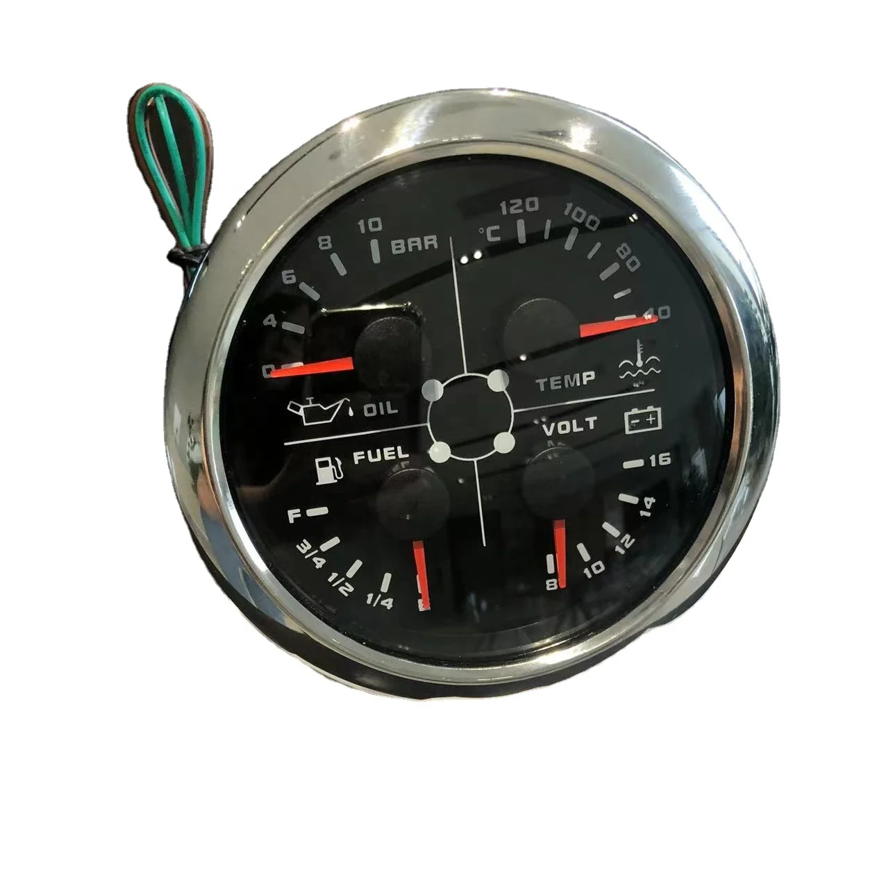 H76d6c85261d240d6873ffcfa8a1964ac8.webp 85mm 4 in 1 Warning Function Black Oil Pressure Fuel Level Meter Voltage Car Truck Temperature Gauge Water Multifunction Gauge - Image 1