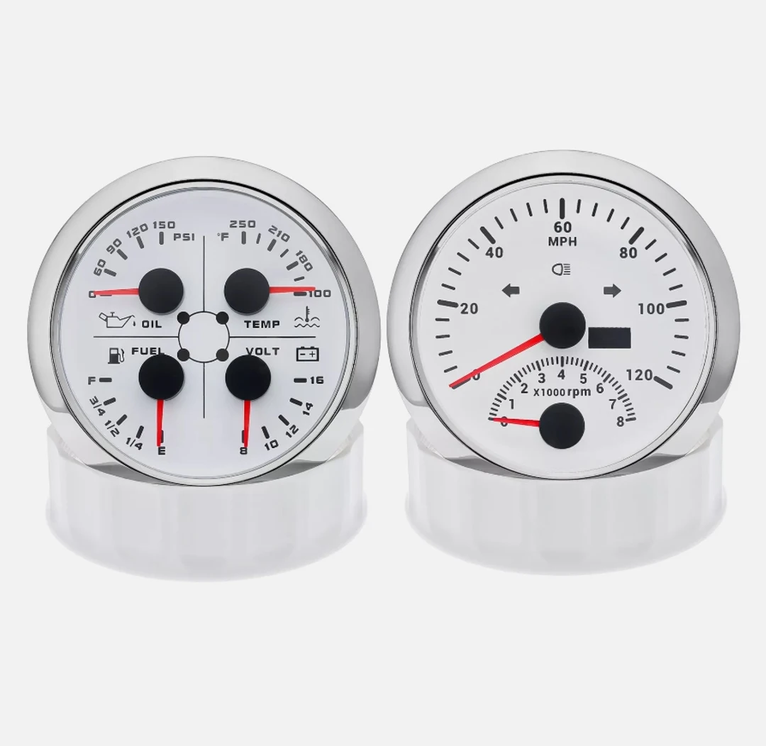 H797f4b7e4e114fdab49efc8c78d337e3F.webp 85mm GPS Speedometer 120MPH with Tachom&85mm Fuel/Oil Press/Temp/Volt for Boat - Image 1