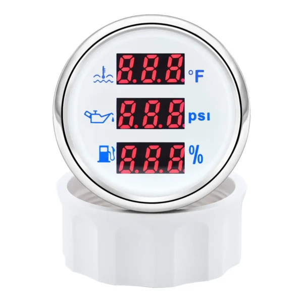 52mm Boat 3 in 1 Multifunction Gauge Fuel Level Water Temp Oil Pressure W/Sensor with 200mm fuel level sensor