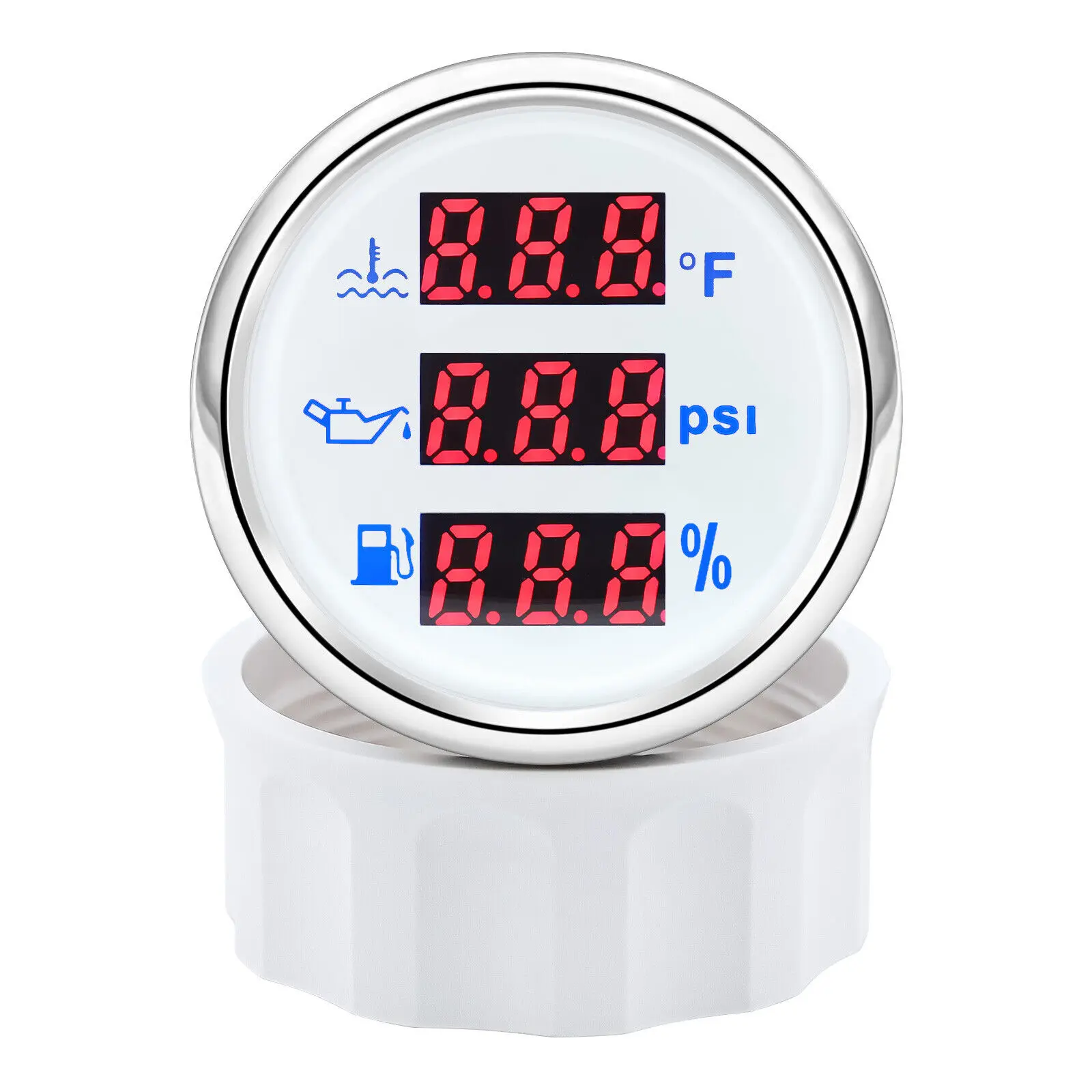 H7b2bddbf94384343bd9ea6461206da8cQ.webp 52mm Boat 3 in 1 Multifunction Gauge Fuel Level Water Temp Oil Pressure W/Sensor - Image 1