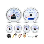 6 Gauge Set 85mm GPS Speedometer 0-80MPH 120KMH Tacho/Fuel/Oil/Temp/Volt with Senders