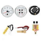 2 Gauge Set 110mm GPS Speedometer Tachometer 0-120MPH & 4in 1 Gauge with Senders