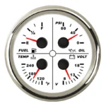 85mm Mechanical Generators diesel tank Fuel Level PSI Volt Temp Four in 1 Gauge