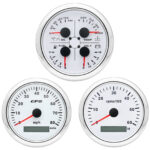 3 Gauge Set 85mm GPS Speedometer 80 MPH Tachometer Fuel/Pressure/Water Temp/Volt