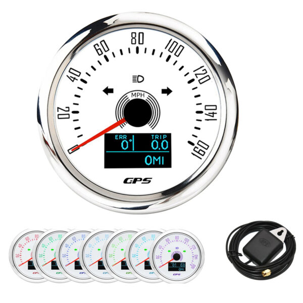 85MM White GPS Speedometer Gauge 0-160MPH With Turning Light for Boat Car Truck
