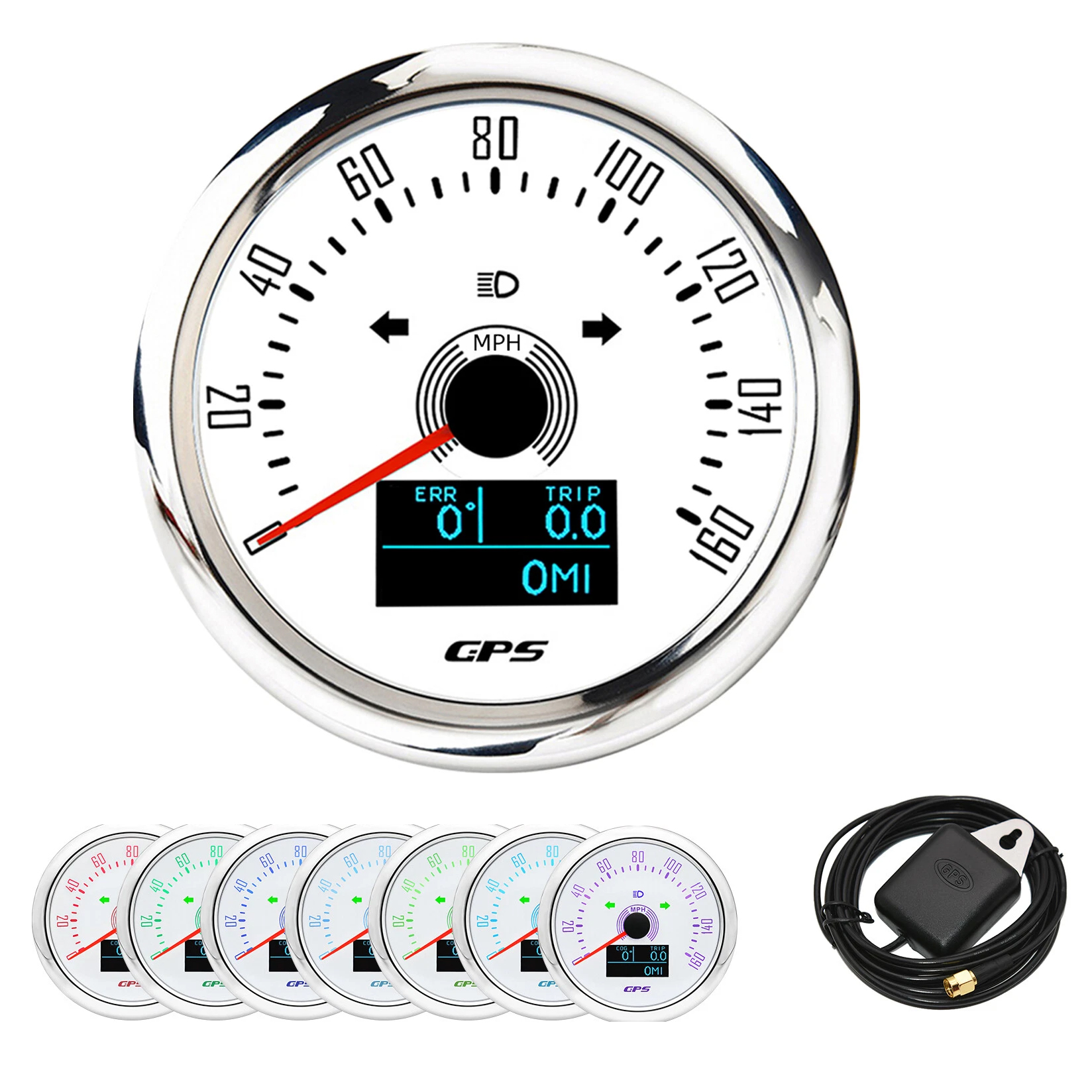H87aa14780235455a93eefd56a1623893j.jpg 85MM White GPS Speedometer Gauge 0-160MPH With Turning Light for Boat Car Truck - Image 1
