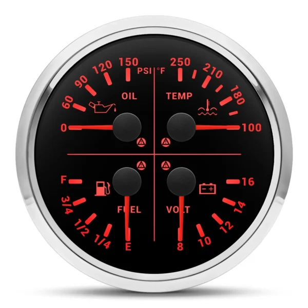 110mm 4 in 1 Multifunctional Gauge Fuel Level Water Temp Oil Pressure Volt Gauge Price