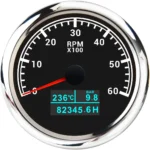85MM WHITE FACEPLATE ANALOG GPS TACHOMETER 8000RPM WITH LED HOUR METER/WATER TEMP/OIL PRESSURE METER - Image 3