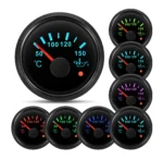 2 52MM Boat Car Oil Temp Gauge 50-150 Temperature Meter 7Colors LED With Alarm