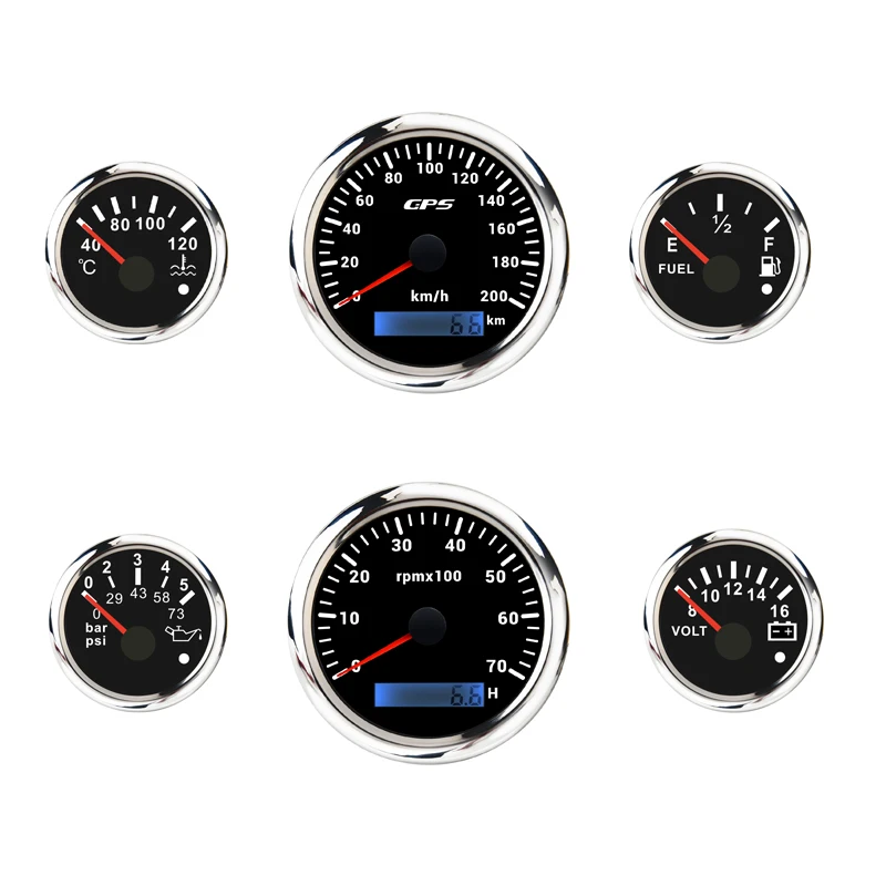 H93a2cdd52eaa4ff5a76041bcc4791882O.webp 52mm 85mm Classic Series Best Aftermarket Gauge Set 6 Gauge Electrical Speedometer Tachometer Water Temp Volt - Image 1