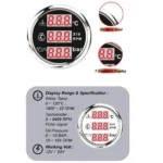 52mm 3-in-1 Multi-Functional Oil Pressure Fuel Level Water Temp Gauge 9-32V for Car Motorcycle Tractor Truck - Image 4