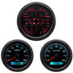 3 Gauge Set 85mm Boat GPS Speedometer 80MPH with Tachometer Fuel Oil Press Volt