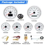 6 Gauge Set 85mm White GPS Speedometer 160MPH Tacho&52mm Fuel/Temp/Oil/Volt US - Image 6