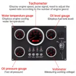 5 Gauge Set with Instrument Gauge Panel 0-7000RPM Tachometer for Marine Boat Yacht - Image 3