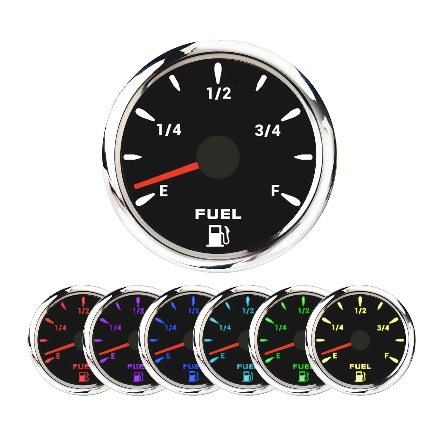 H96432a9923604fb9a859dfa6e553c3c9S.webp Marine Boat Fuel Level Gauge 240-33ohm 9-32V 52mm 316L Chrome Bezel with White - Image 1