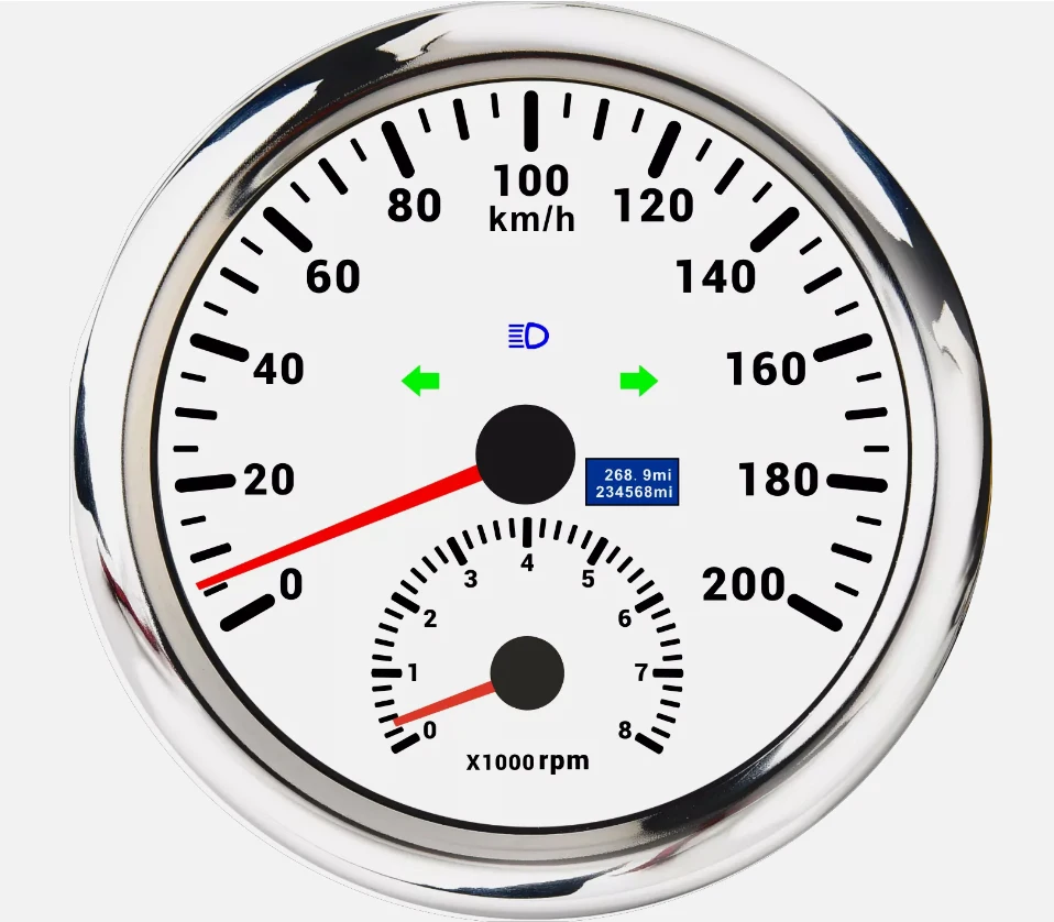 H9698ab44bc2f403cbdcef1fcddc160e8U.webp 110mm White GPS Speedometer 200km/h With Tachometer 8000RPM Gauge for Boat Car - Image 1