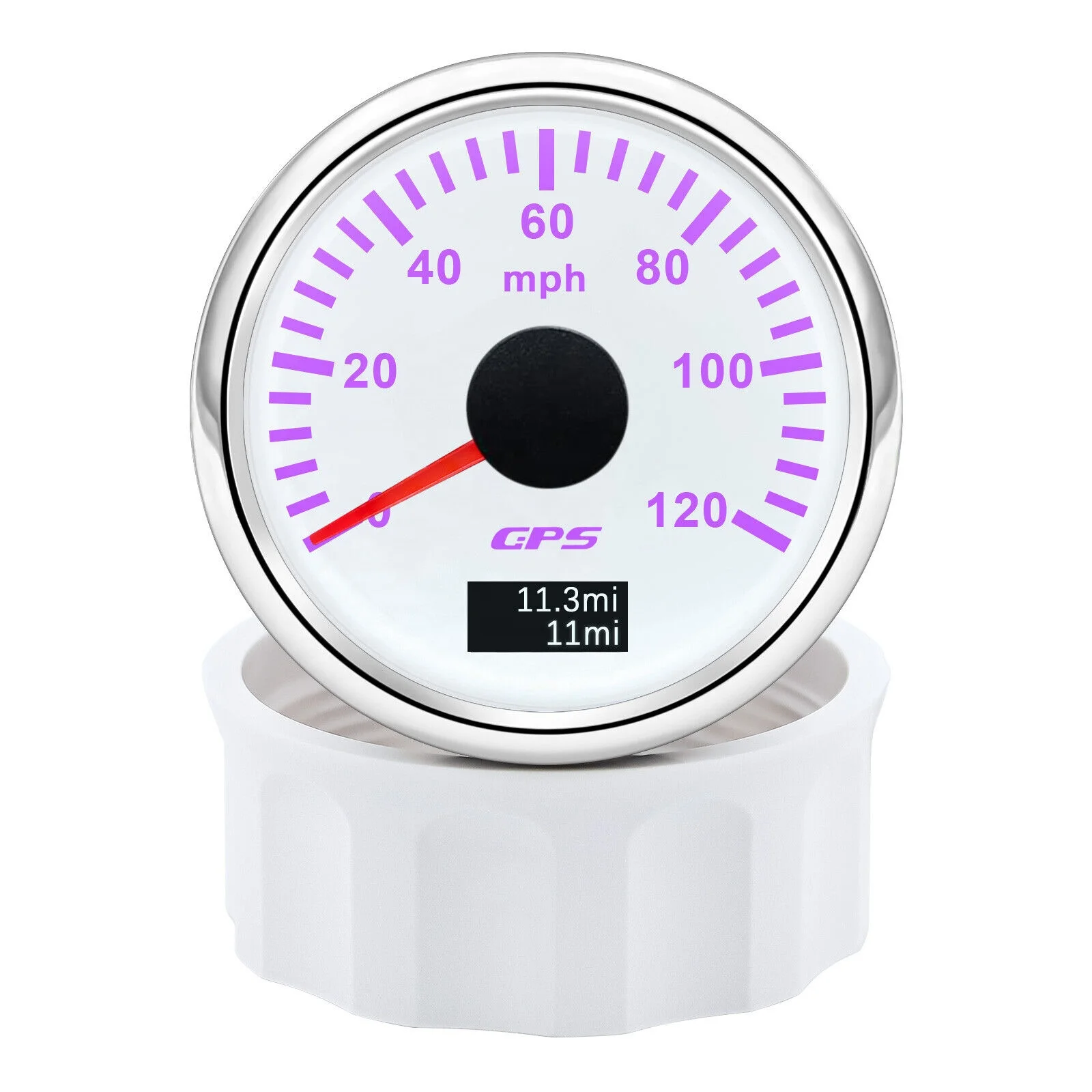 H98aac40e834e42bd8e51d8d9b2a53942I.webp 2024 Hot Selling 3-1/3 85 mm 0~200 km/h Waterproof Boat KMH White Face Yacht GPS Speedometer - Image 1