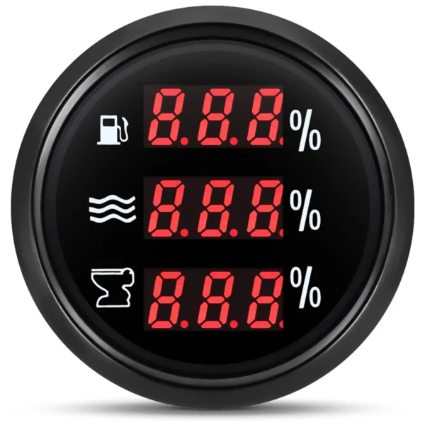 High Quality 52mm 3in1 Multi-Function Digital Gauge Water Level Fuel Level Sewage Level Gauge