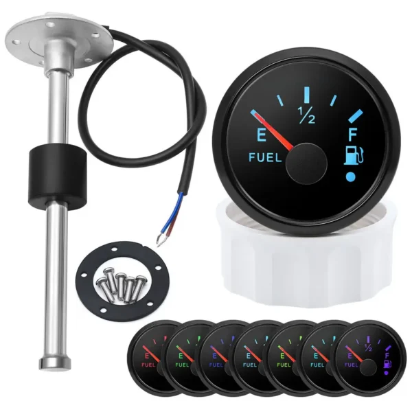 12V 24V Ultra-Thin Universal 52mm Auto Motorcycle Fuel Level Meter Gauge with 200mm Sensor
