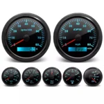7 Gauge Set with 85mm GPS Speedometer 80MPH & Tacho 8000RPM Fuel Level Oil Pressure Water Temp Trim Volt Gauge Waterproof - Image 2