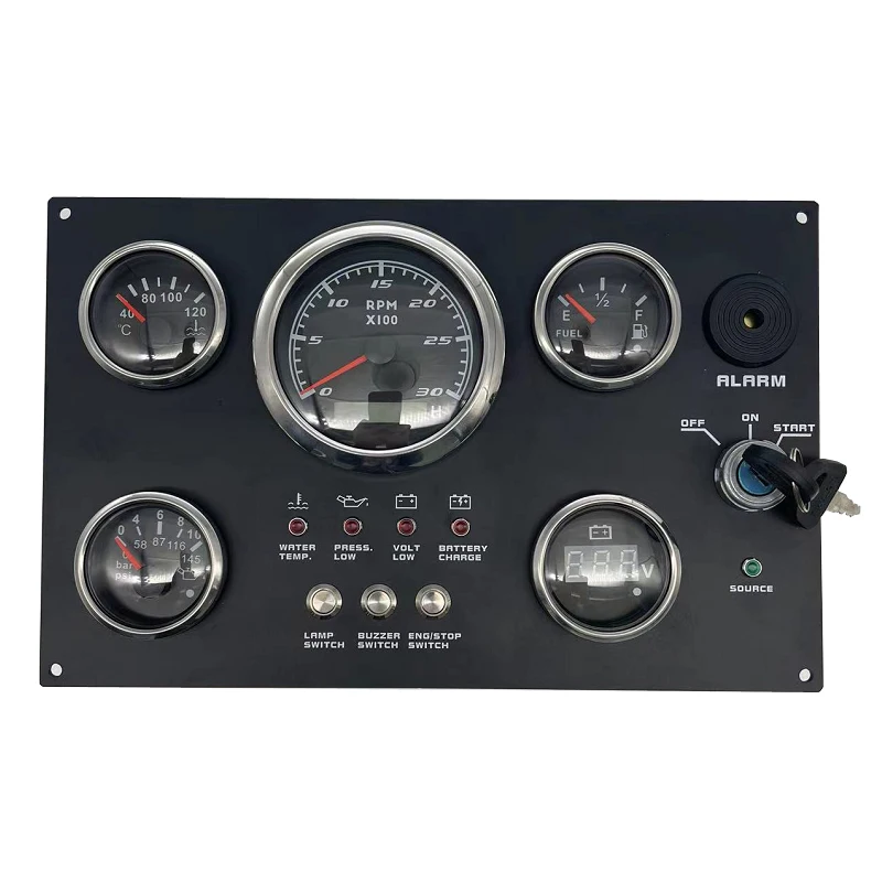 H9b600bac25a24fd0bb5cd2f81ad10500F.webp Multi-function Diesel Engine Instrument Marine Boat Gauge Panel Assembly with 5 Gauges Tachometer - Image 1