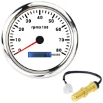 110mm Tachometer Gauge LCD Tacho Hour Meter 0-8000RPM 7 Colors LED for Car Boat
