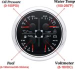 85mm 4in 1 Gauge Fuel Level Gauge 240-33 Ohms Water Temp Oil Pressure Voltmeter - Image 2