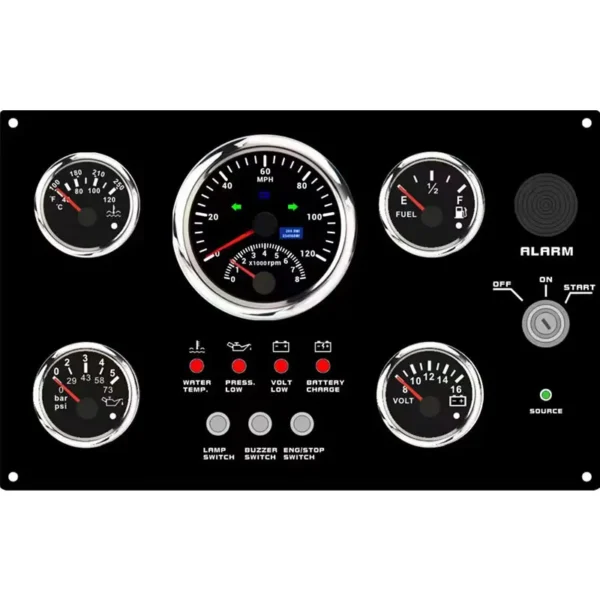 Hot Sale Marine Engine Instrument Gauge Panel Truck 5 Gauge Dash Cluster Panel Set White.Black. Compatible All Vessels