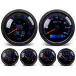 6 Gauge Set 85mm GPS Speedometer 80MPH Tachometer 8000RPM/52mm Fuel Level Water Temp Oil Pressure Volt Meter Gauge - Image 2
