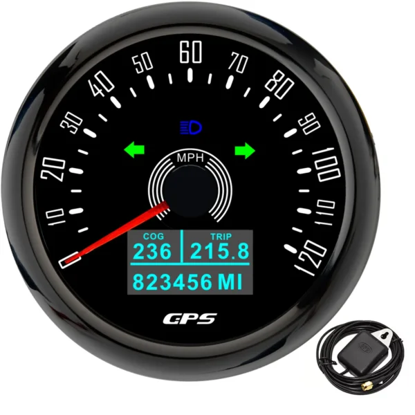 85MM Black GPS Speedometer 120MPH Gauge Waterproof for Motorcycles Boat Car ATV