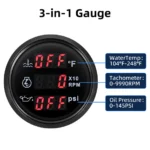 3-in-1 Multi-Functional for Auto Meter Waterproof Water Level Holding Tank Voltmeter 9-32V - Image 4