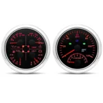 GPS Speedometer with Tacho Fuel Level Water Temp Oil Pressure Gauge Voltage 4in1 for Car AUTO Boat Marine(Black and Silver)