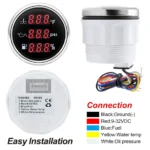 52mm Waterproof Multi-Functional Voltmeter Oil Pressure Water Temp Gauge 9-32V - Image 5