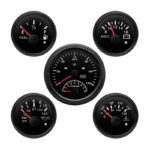 52mm Black Faceplate Black MPH Fuel Oil Pressure Volt Water Temperature Gauge 85mm RPM Gauge Speedometer