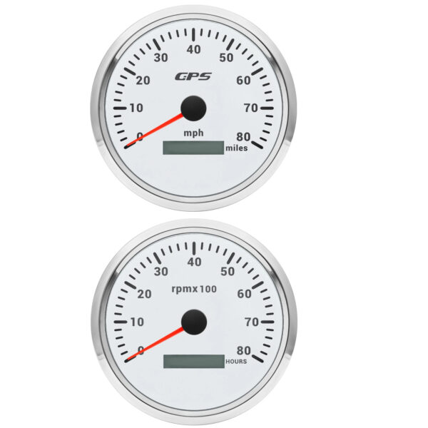 110mm GPS Speedometer 80MPH Tachometer 8000RPM Gauge SET 7 Colors LED for Boat