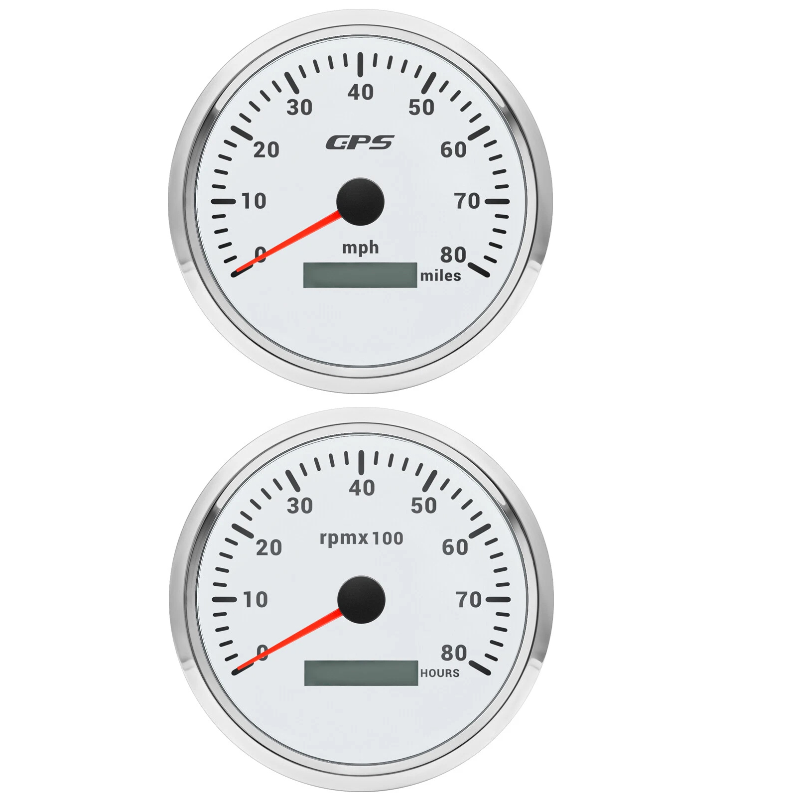 Ha8ffe963993a4d239e29916433a7c68dF.jpg 110mm GPS Speedometer 80MPH Tachometer 8000RPM Gauge SET 7 Colors LED for Boat - Image 1