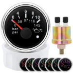 52MM Oil Pressure Gauge With 1/8NPT Sensor 7 Colors LED for Boat Car Truck ATV