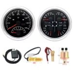 2 Gauge Set 85mm GPS Speedometer 0-160 MPH Tacho Fuel Temp Oil Volt With Sensor