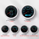 6 Gauge Set 85mm GPS Speedo 120MPH Tacho 52MM Fuel/Oil/Temp/Volt With Sensor - Image 2