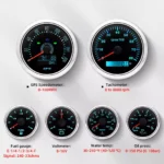 6 Gauge Set 85mm GPS Speedometer 160MPH Tacho&52mm Fuel/Oil/Temp/Volt Gauge - Image 2