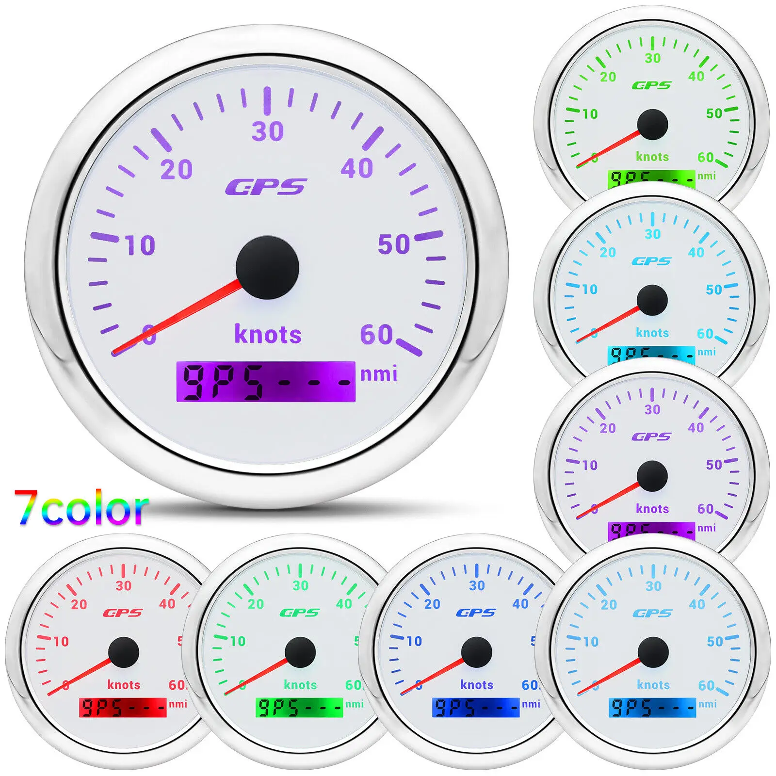 Haf6e8dfeadc846b485e6ec4961c95ee7L.webp 85mm Waterproof GPS Speedometer Odometer Gauge 0-60knots for Boat Car Truck ATV - Image 1