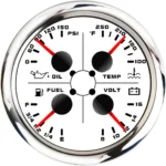 85mm 4 in 1 White Oil Pressure Fuel Level Meter Voltage Water Temperature Gauge Multifunction Gauge Warning Function Car Truck - Image 4