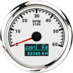 85MM WHITE FACEPLATE ANALOG GPS TACHOMETER 8000RPM WITH LED HOUR METER/WATER TEMP/OIL PRESSURE METER - Image 4