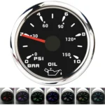 52mm 12/24V Black Face 7 Color Oil Pressure Gauge Meter for Boat Vehicle Marine Yacht Tank Indicator with Factory Price - Image 2