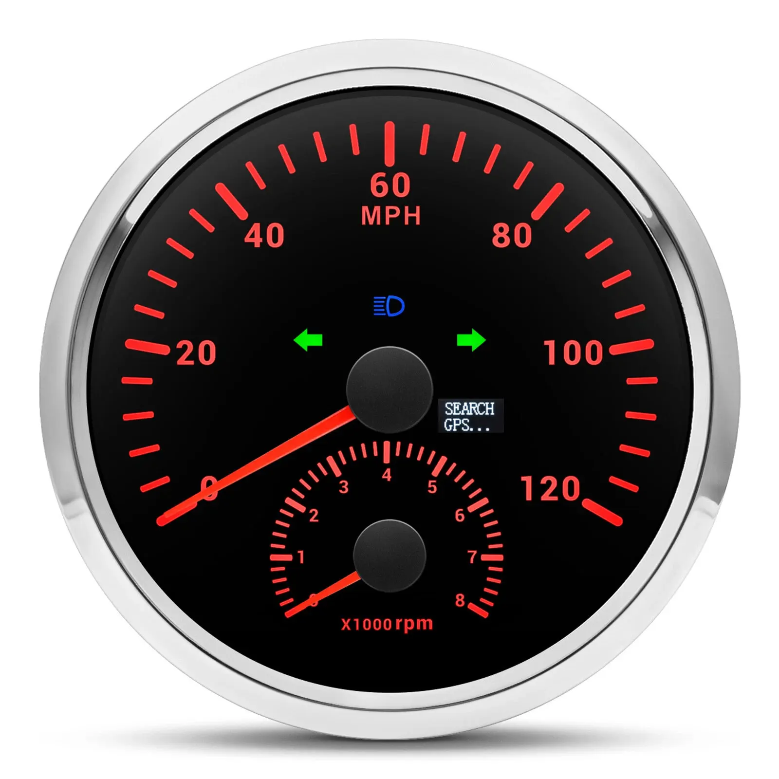 Hb43e4474fa5c4e28827184603f42f815j.webp 110mm GPS Speedometer 120MPH With Tachometer 8000RPM With Turn Signal High Beam - Image 1